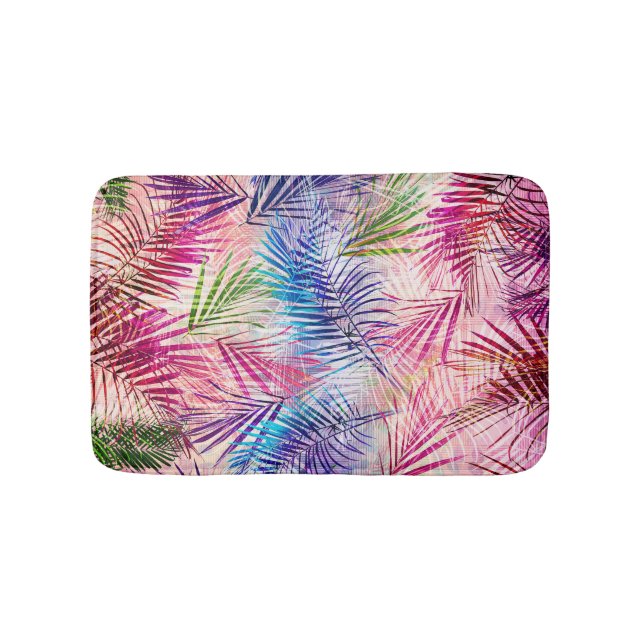 Abstrakte Aquarellfarben Blätter Allover Muster Badematte (Vorderseite)