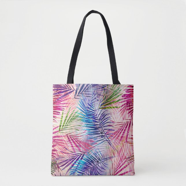 Abstrakte Aquarellfarben Blätter Allover Muster Tasche (Vorderseite)