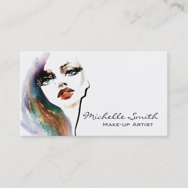 Abstrakte Aquarellfarben, farbenfroh, Make-up Visitenkarte (Vorderseite)