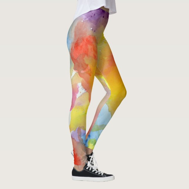 Abstrakte Aquarellfarben - leuchtende Farben Leggings (Rechts)