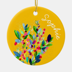 Abstrakte Aquarellfarben mit Blumen Keramik Ornament