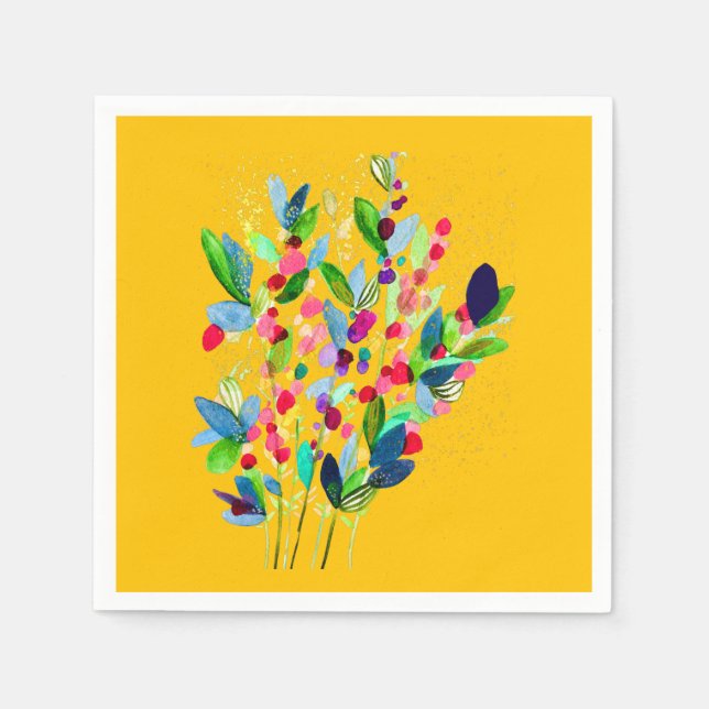Abstrakte Aquarellfarben mit Blumen Serviette (Vorderseite)