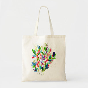 Abstrakte Aquarellfarben mit Blumen Tragetasche