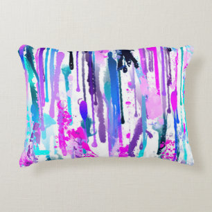 Abstrakte Aquarellfarben Tropfen Blau Türkis Rosa Dekokissen