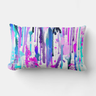Abstrakte Aquarellfarben Tropfen Blau Türkis Rosa Lendenkissen