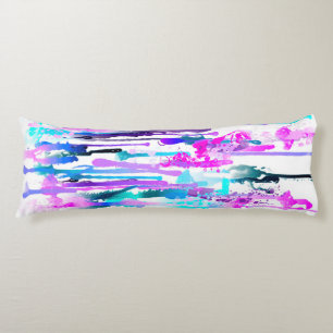Abstrakte Aquarellfarben Tropfen Blau Türkis Rosa Seitenschläferkissen