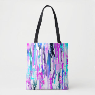 Abstrakte Aquarellfarben Tropfen Blau Türkis Rosa Tasche