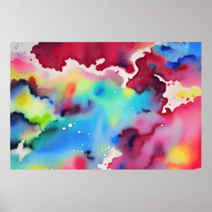 Abstrakte Aquarellfarben - viele Farben Räume Desi Poster