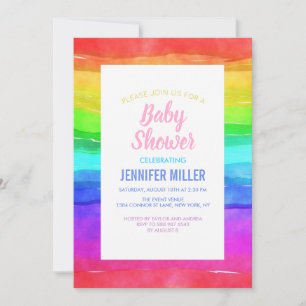 Abstrakte Aquarellfarbene Streifen Regenbogen. Einladung