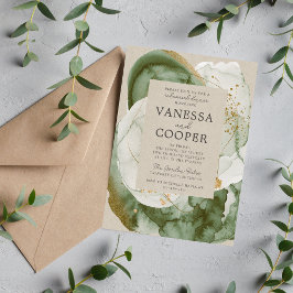 Abstrakte Aquarellfläche Grün Probe Abendessen Einladung