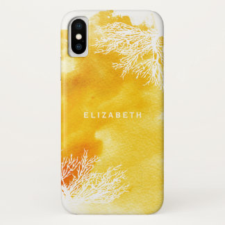 Abstrakte Aquarellflasche, gelbes Korallenriff iPhone X Hülle