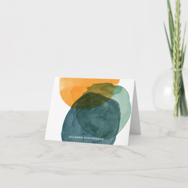 Abstrakte Aquarellformen Aquamarin Blau Personalis (Vorderseite)