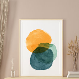 Abstrakte Aquarellformen Aquamarine Bio Ästhetik Poster