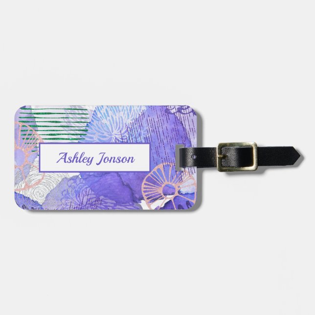 Abstrakte Aquarellgestaltung Gepäckanhänger (Vorderseite horizontal)