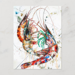 Abstrakte Aquarellillustration von Shrimp Postkarte