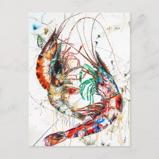 Abstrakte Aquarellillustration von Shrimp Postkarte