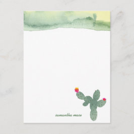 Abstrakte Aquarellkaktus Vielen Dank Anmerkung Kar Mitteilungskarte