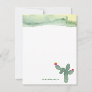 Abstrakte Aquarellkaktus Vielen Dank Anmerkung Kar Mitteilungskarte