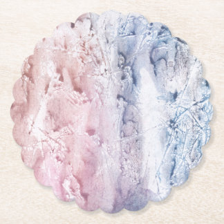 Abstrakte Aquarellkunst aus Blaurosa Marmor Untersetzer