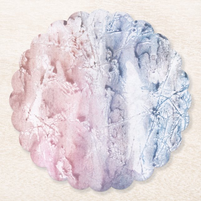 Abstrakte Aquarellkunst aus Blaurosa Marmor Untersetzer (Vorderseite)