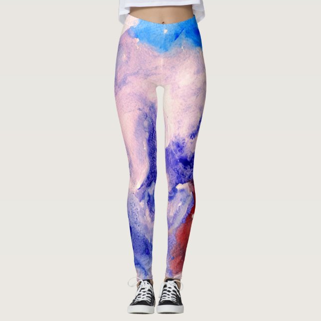 Abstrakte Aquarellkunst Leggings (Vorderseite)
