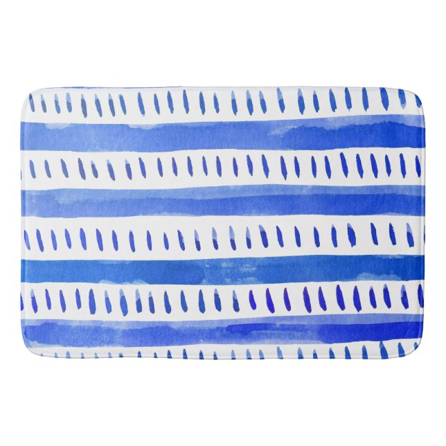 Abstrakte Aquarelllinien - blau Badematte (Vorderseite)