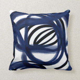 Abstrakte Aquarelllinien - marineblau Kissen