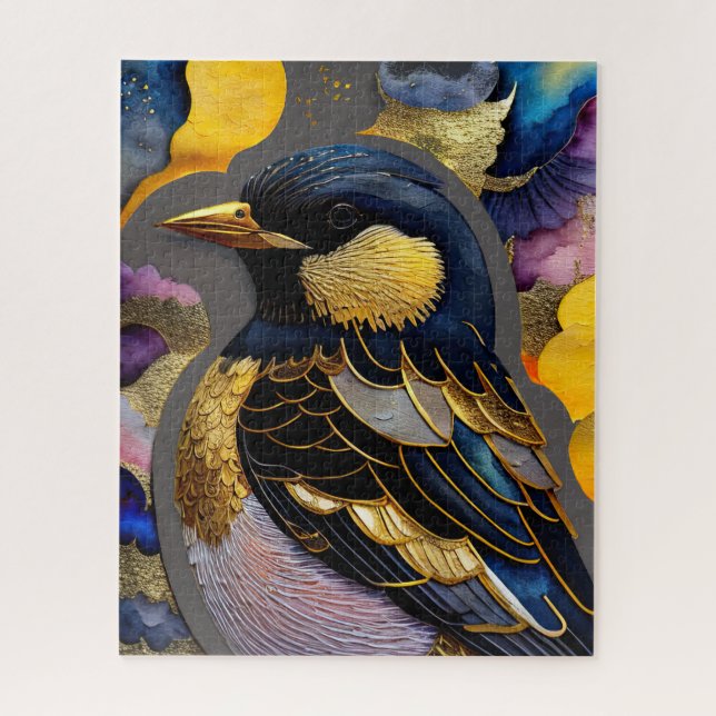 Abstrakte Aquarellmalerei eines Vogels (Vertikal)