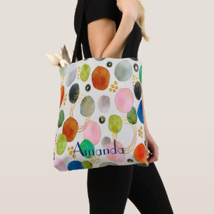 Abstrakte Aquarellpfeifen Gold Glitzer Art + Name Tasche