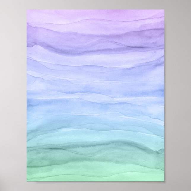 Abstrakte Aquarellschichten Blue Ombre Poster (Vorne)
