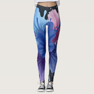 Abstrakte Aquarellspritzungen in blau und lila Leggings