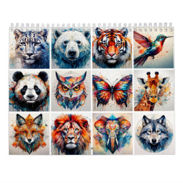 Abstrakte Aquarelltiere Kalender