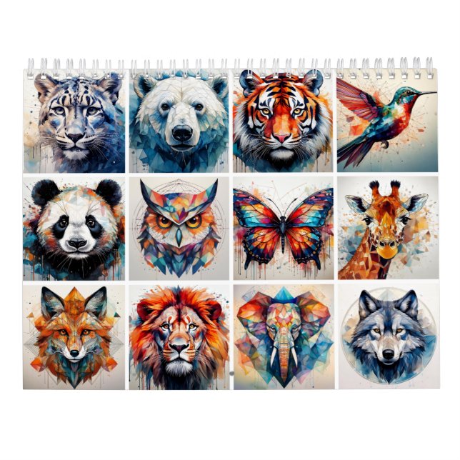 Abstrakte Aquarelltiere Kalender (Rückseite)