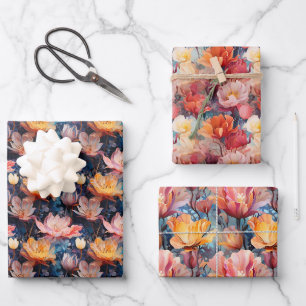 Abstrakte Aquarelltüppchen Zeichnend Geschenkpapier Set