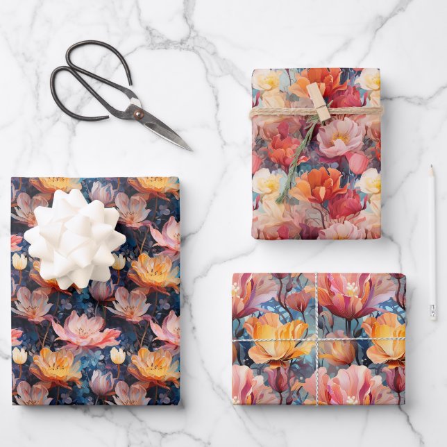 Abstrakte Aquarelltüppchen Zeichnend Geschenkpapier Set (Vorderseite)