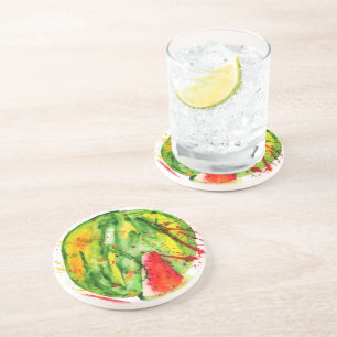 Abstrakte Aquarellwassermelone Getränkeuntersetzer