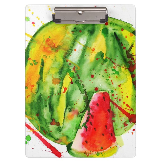 Abstrakte Aquarellwassermelone Klemmbrett (Vorderseite)