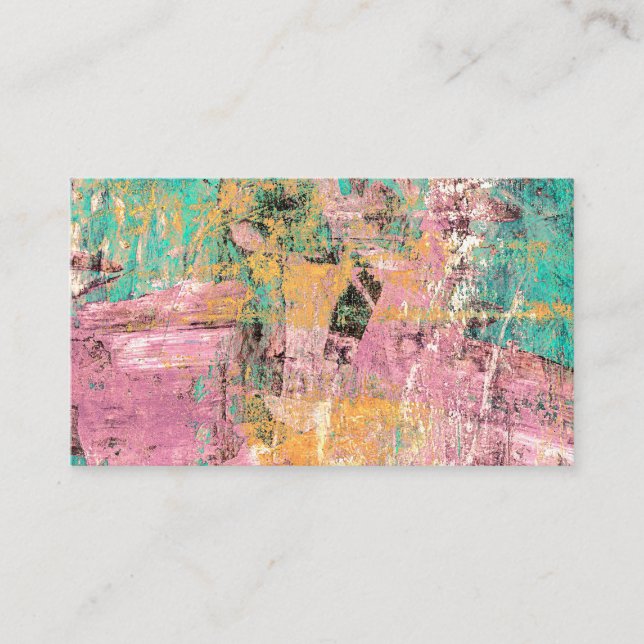 Abstrakte Art Business Cards Rosa Türkis Orange Visitenkarte (Vorderseite)