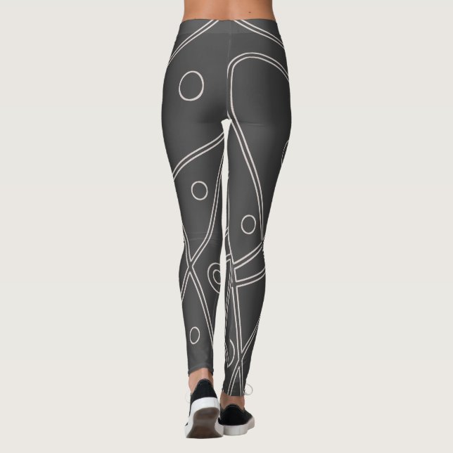 Abstrakte Art Chrcoa Weiße Linie Kreise Minimalism Leggings (Rückseite)