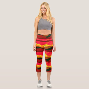Abstrakte Art Colorado Roter Gelber Cocktail Capri Leggings