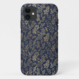 Abstrakte Art-Deco-Blätter in Blau und Gold Case-Mate iPhone Hülle