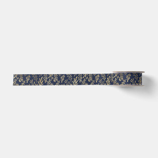 Abstrakte Art-Deco-Blätter in Blau und Gold  Satinband