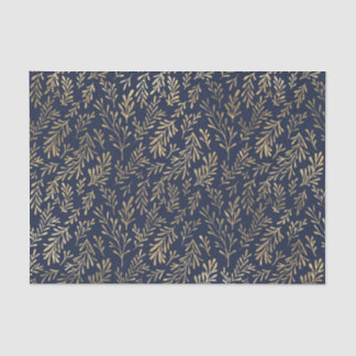 Abstrakte Art-Deco-Blätter in Blau und Gold  Seidenpapier