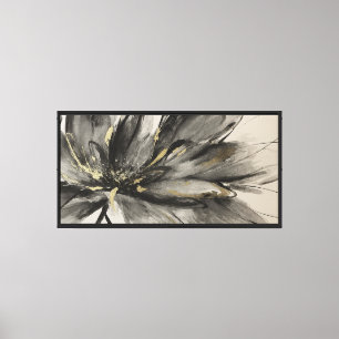 Abstrakte Art Deco Lotus Black, Tan, Gold Leinwanddruck
