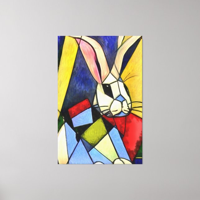 Abstrakte Art des langen Kaninchens Leinwanddruck (Vorderseite)