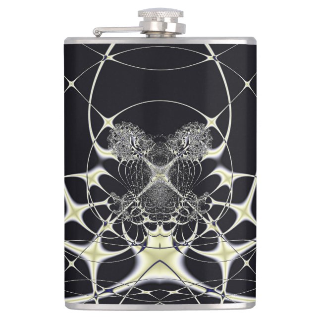 Abstrakte Art Golden Spiderweb Flachmann (Vorderseite)
