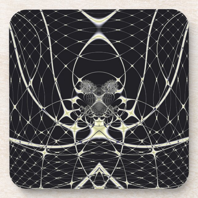 Abstrakte Art Golden Spiderweb Getränkeuntersetzer (Vorderseite)