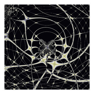 Abstrakte Art Golden Spiderweb Poster