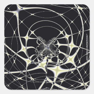 Abstrakte Art Golden Spiderweb Quadratischer Aufkleber
