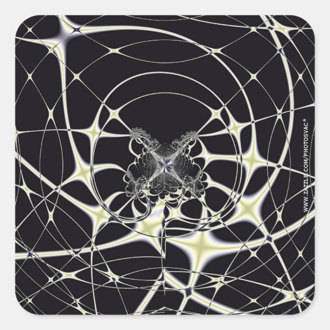 Abstrakte Art Golden Spiderweb Quadratischer Aufkleber (Vorderseite)